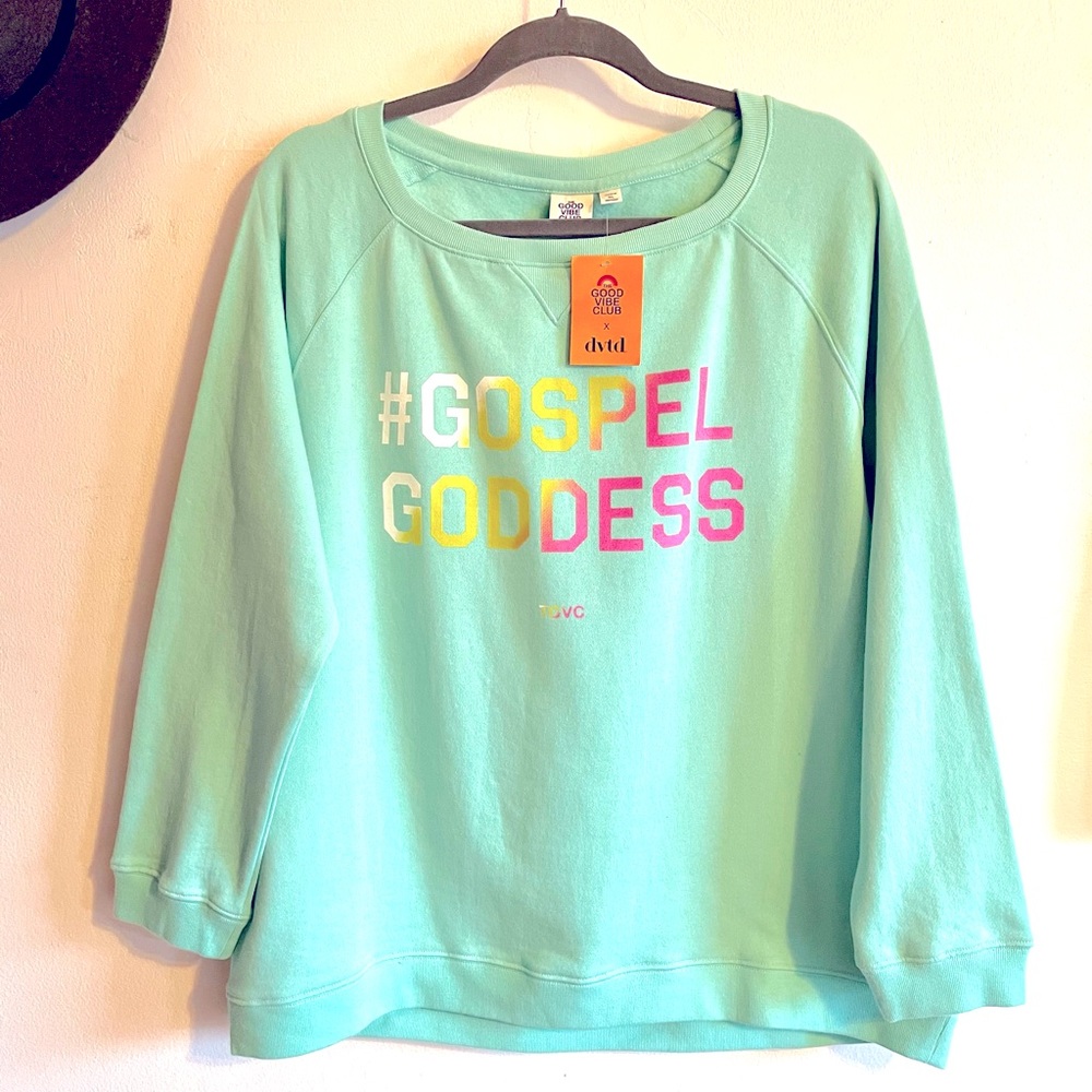 NWT Gospel Goddess Mint Green Sweater